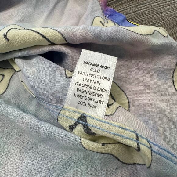 NWT Pacsun Trippy Tie Dye Multicolor Mens M Smiley Faces AOP‎ Rayon Button Shirt - Picture 5 of 8